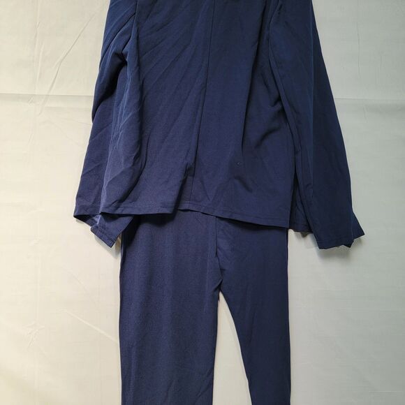 2 Piece Outfit Set Blue Drop Shoulder Open Front Coat & Pants Women's Size L - Picture 3 of 13